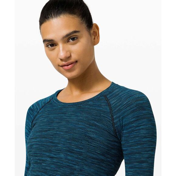 LULULEMON Swiftly Tech Long Sleeve Prism Stripe Turquoise Tide Multi Women's 6 - Picture 8 of 15